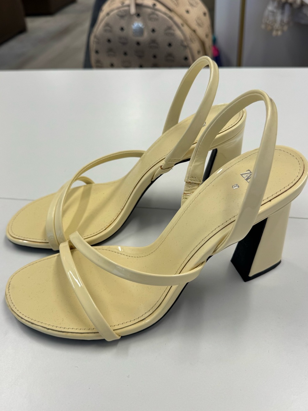 Zara Pale Yellow Strappy Slingback Heels